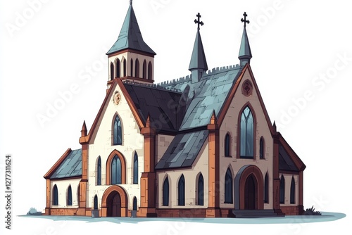 Wallpaper Mural Traditional Gothic Style Church with Steeples and Arched Windows Torontodigital.ca