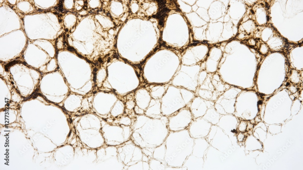 Aging cells observed under a microscope in a clean lab. Featuring molecular aging and cellular degradation