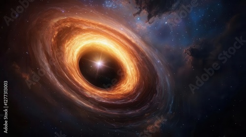 A black hole swallowing a star, generating gravitational waves in the process photo