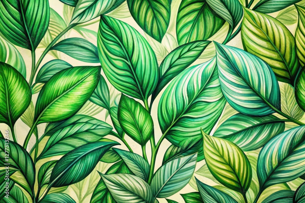 Naklejka premium Minimalist 4K wallpaper featuring a simple botanical pencil sketch of a green leaf.