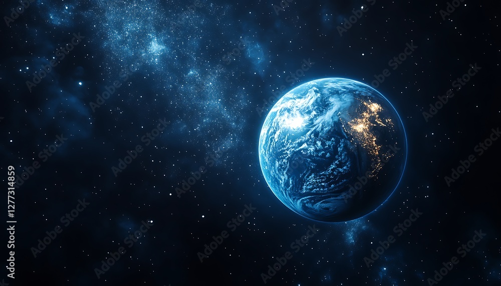 Earth from Space, Night Sky View, Universe Earth from Space, Night Sky View, Universe