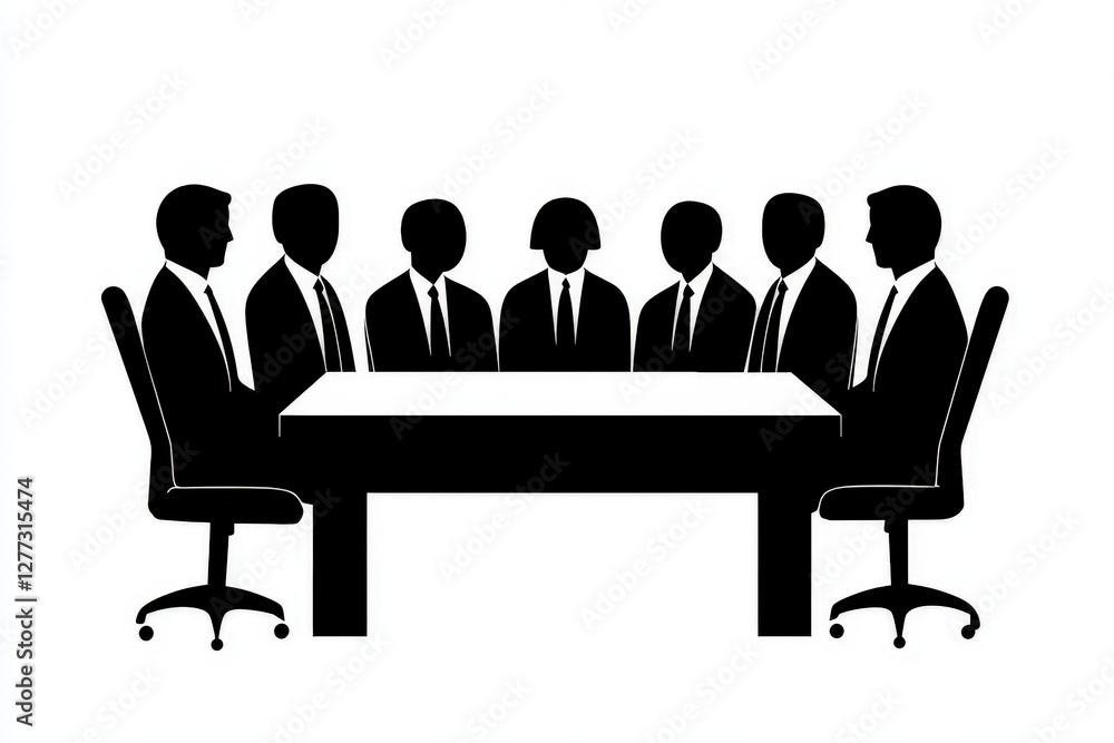 Silhouette of Business Meeting with Officials in Formal Attire Silhouette of Business Meeting with Officials in Formal Attire