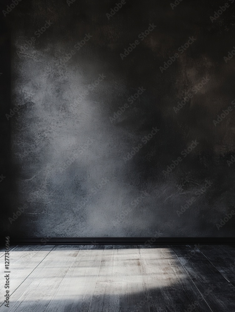 Dark and Moody Interior with Textured Wall and Floor Light Reflection Dark and Moody Interior with Textured Wall and Floor Light Reflection