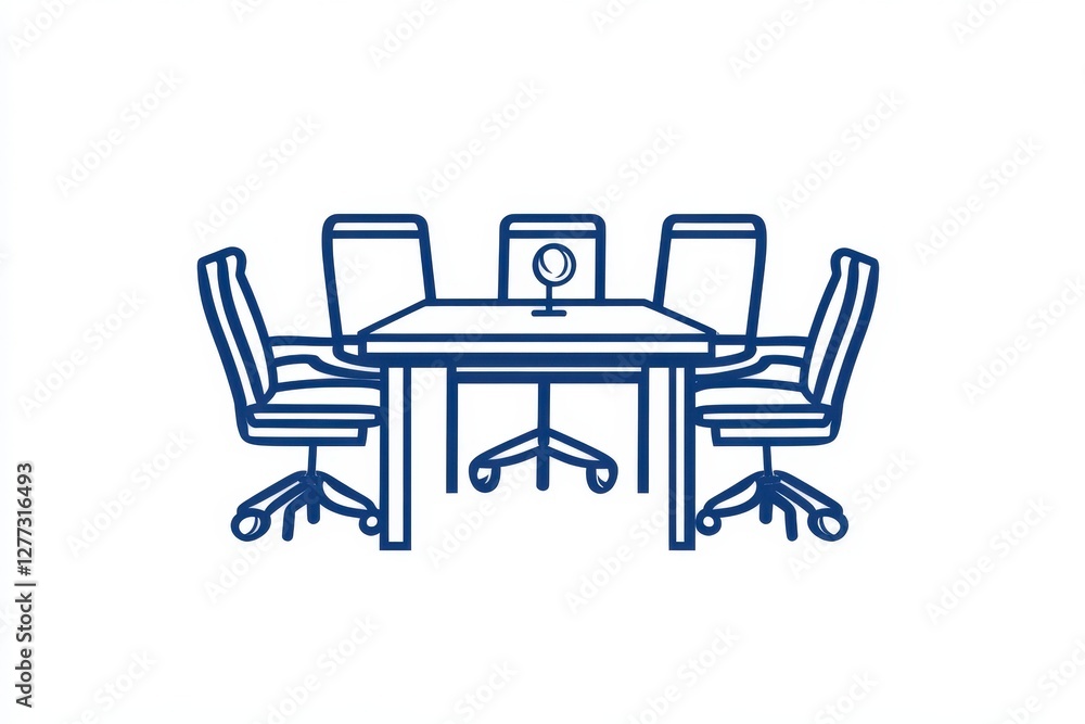 Modern Conference Room with Chairs and Table Illustration Modern Conference Room with Chairs and Table Illustration