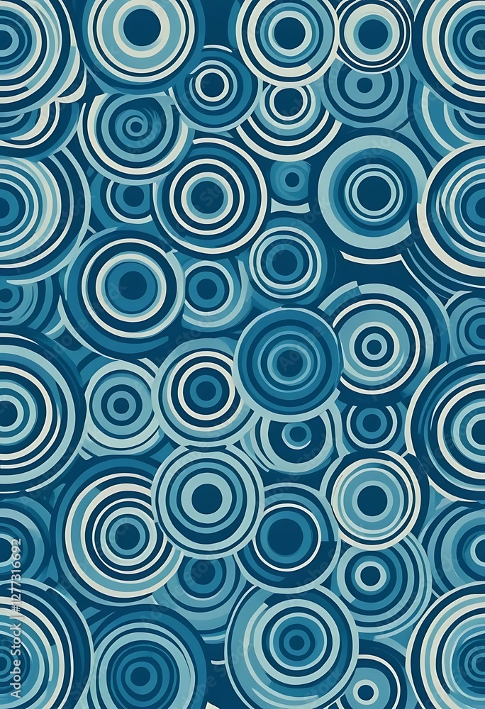 Hypnotic azure circles abstract pattern for textile and backdrop designs Hypnotic azure circles abstract pattern for textile and backdrop designs