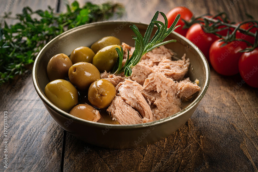 Atún en conserva con ingredientes mediterráneos Atún en conserva con ingredientes mediterráneos
