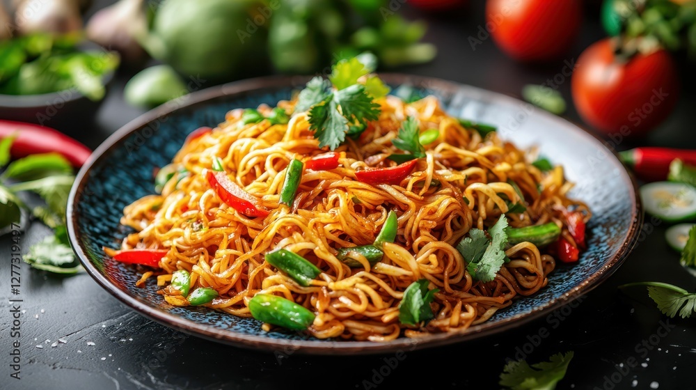 Delicious Stir-Fried Noodles with Fresh Vegetables and Herbs Delicious Stir-Fried Noodles with Fresh Vegetables and Herbs