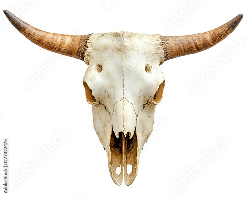 Isolated Bull Skull, Front View, Museum Piece