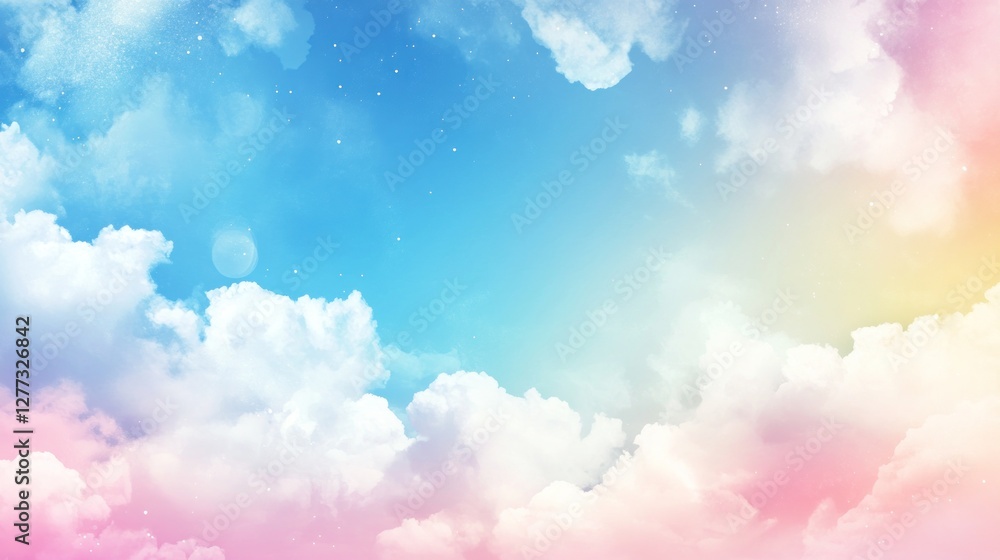 Pastel sky with fluffy clouds and soft light. (1) Pastel sky with fluffy clouds and soft light. (1)