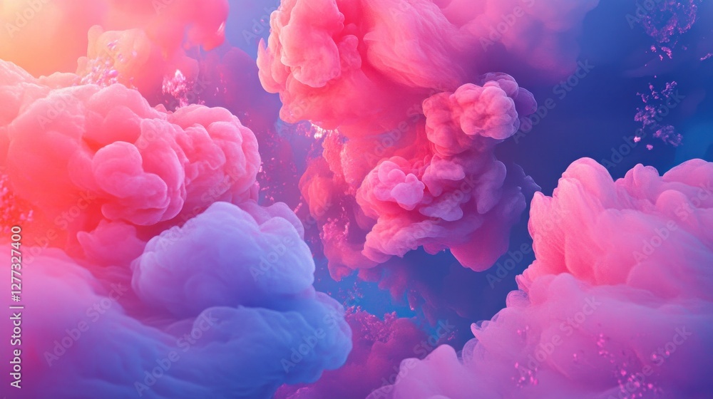 Abstract pink and blue ink swirling in water, creating a dreamy, ethereal effect. Abstract pink and blue ink swirling in water, creating a dreamy, ethereal effect.