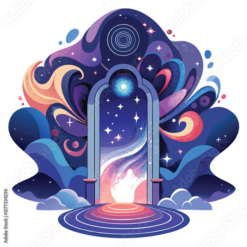A vibrant cosmic portal bursts forth from a person's chest, swirling nebulae and starlight radiating outwards.  Detailed, ethereal, otherworldly.