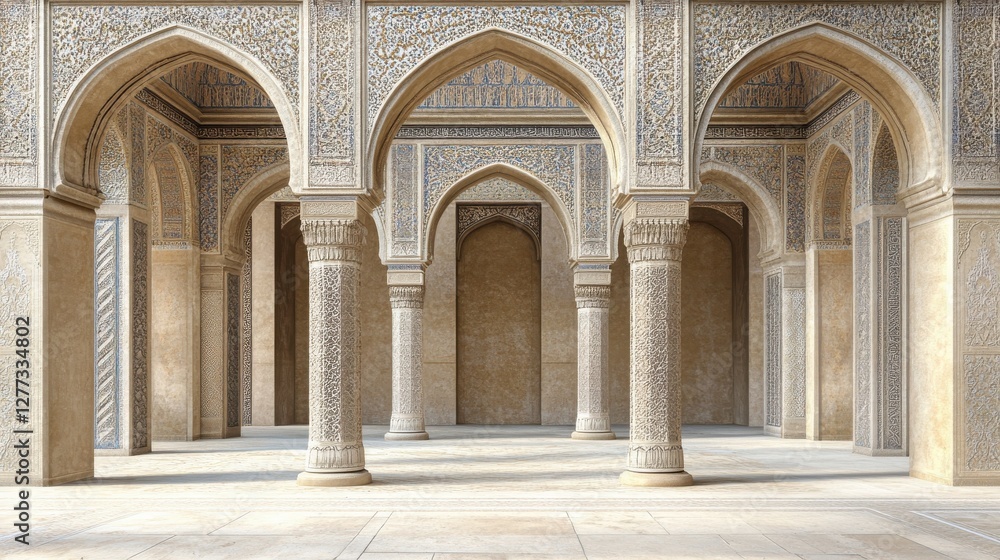 Obraz premium Elegant Architecture with Intricate Columns and Arched Windows