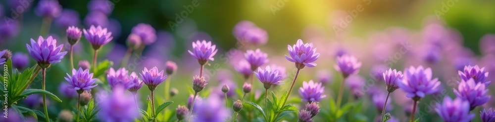 Tiny purple flowers create a colorful tapestry in the garden, herb, small, purple Tiny purple flowers create a colorful tapestry in the garden, herb, small, purple