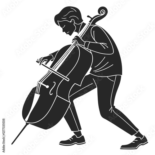 Cello man silhouette vector illustration