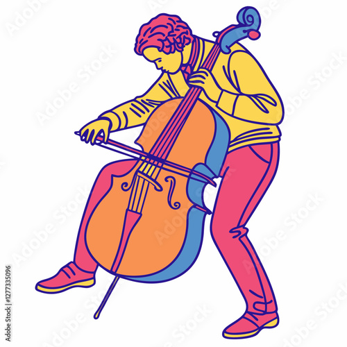 Cello man silhouette vector illustration