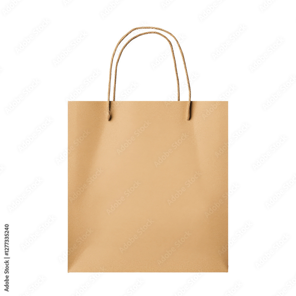 simple empty shopping bag made of brown paper with handles, perfect for retail use simple empty shopping bag made of brown paper with handles, perfect for retail use