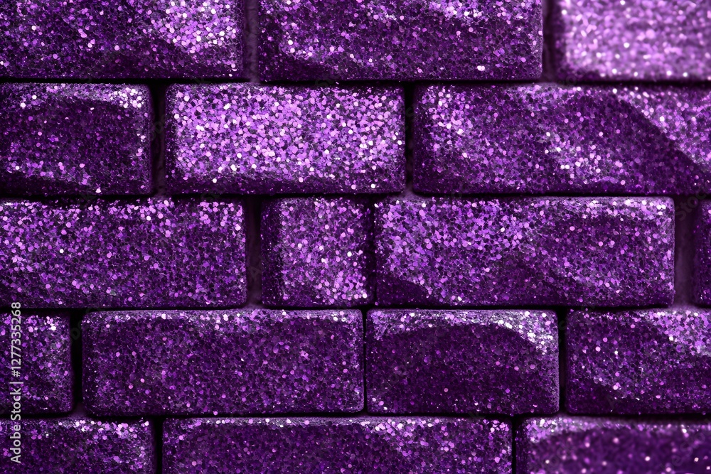 Obraz premium Purple Glitter Brick Wall Texture