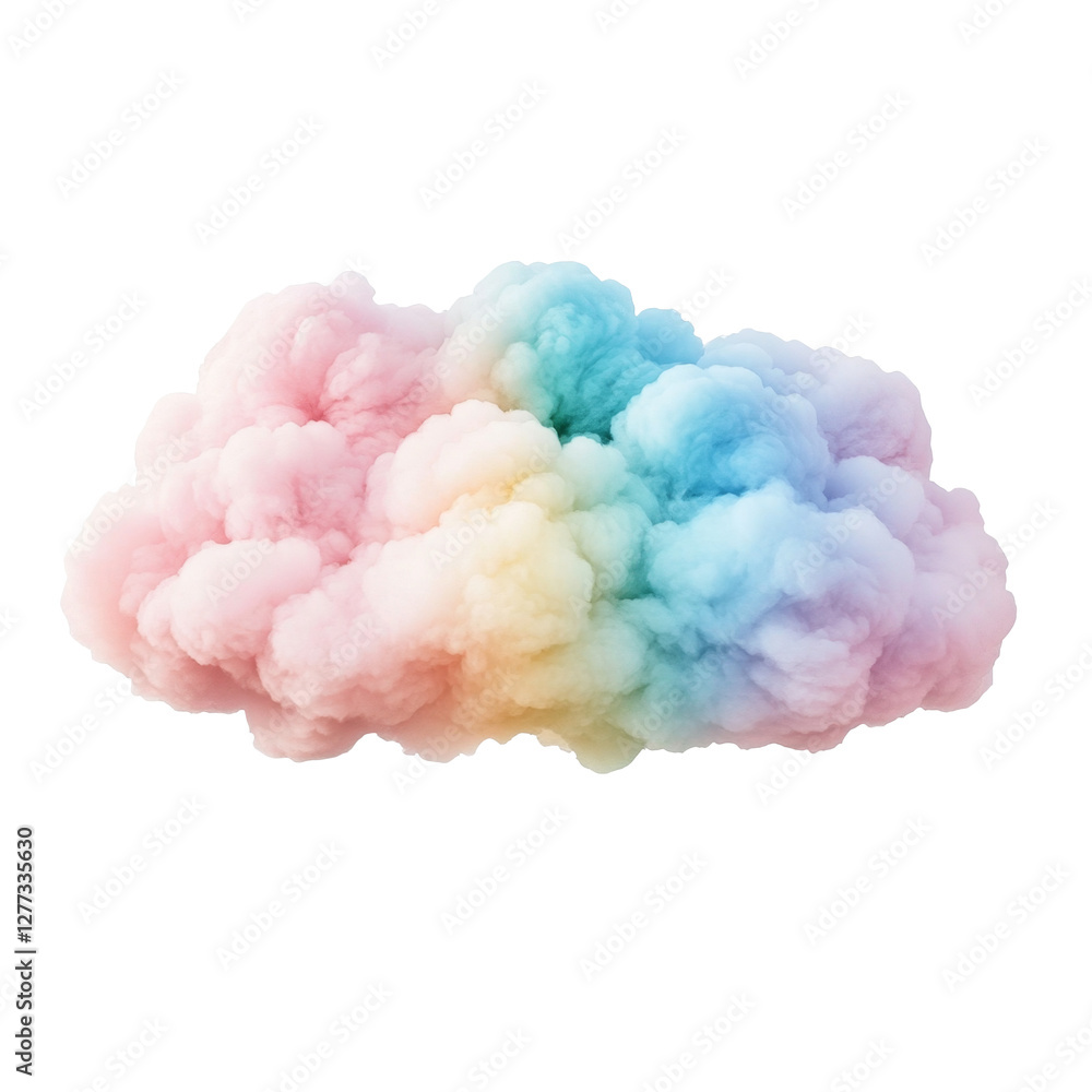 Obraz premium fluffy cloud in pastel tones of pink, blue, and yellow, evoking dreamy atmosphere