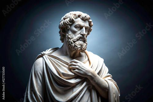 Stoic Philosopher Statue isolated on dark background photo