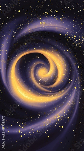 Golden swirling galaxy creating a cosmic vortex in deep space