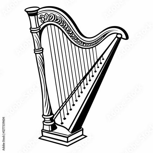 Harp silhouette vector illustration