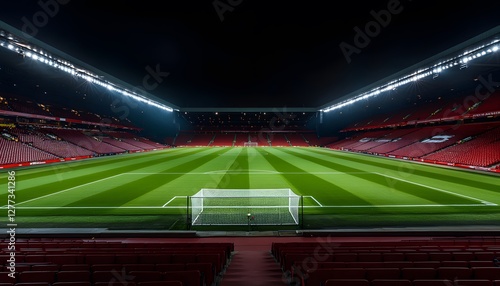Anfield Stadium at Night Empty and Illuminated