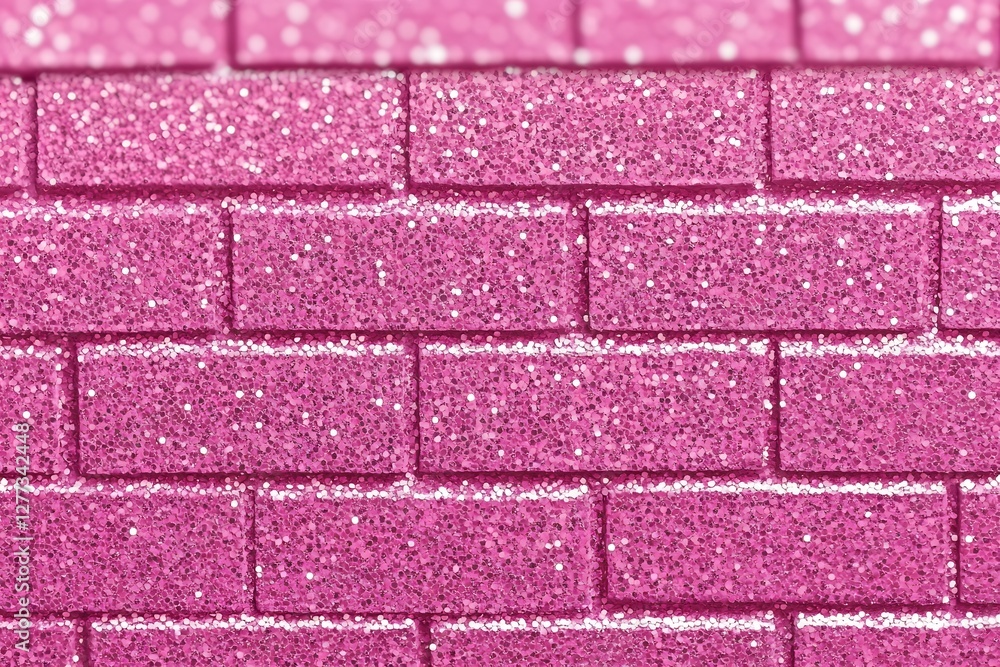 Obraz premium Pink Glitter Brick Wall Texture