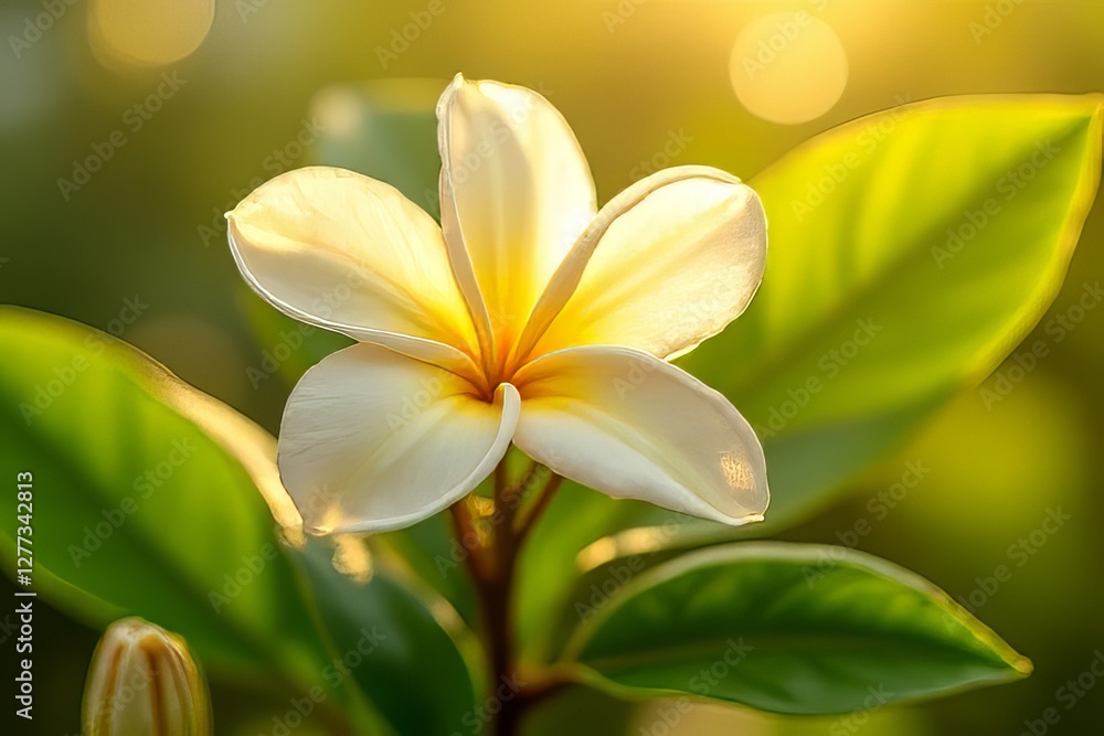 Fototapeta premium Beautiful Plumeria Flower in Sunlight Close-up