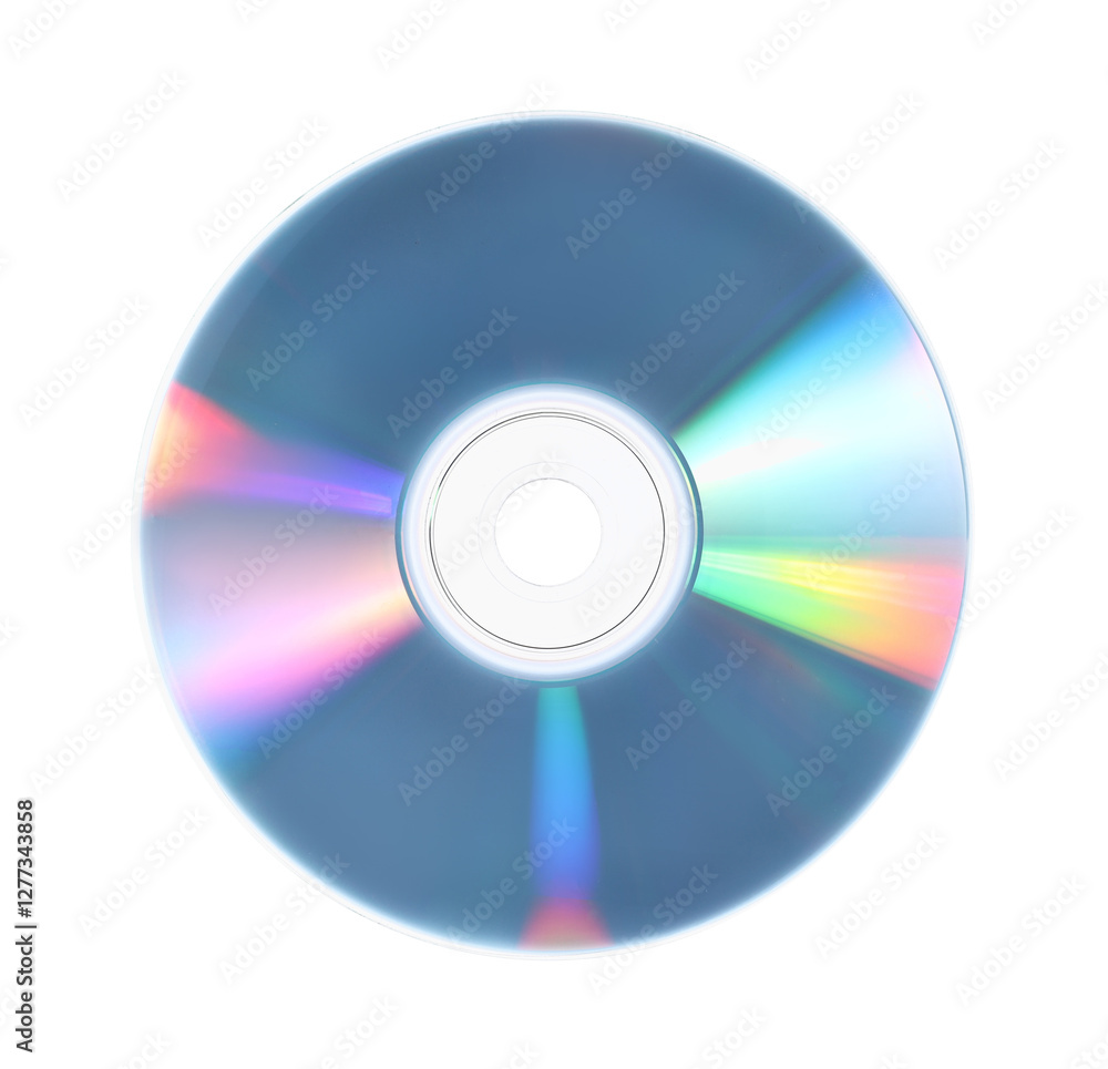 One shiny compact disc isolated on white One shiny compact disc isolated on white