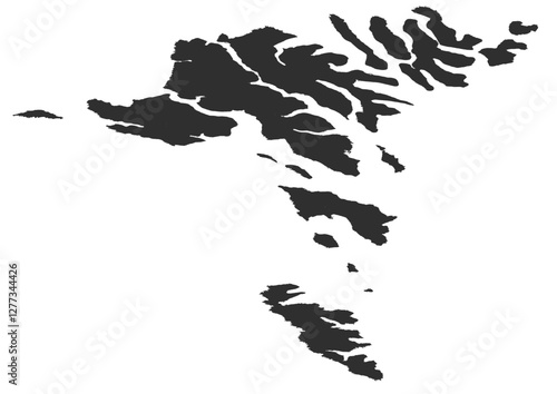 vector map in the faroe islands with black color