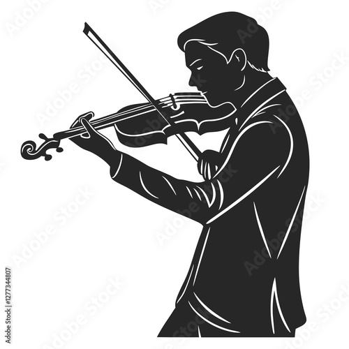 Violin man silhouette vector illustration