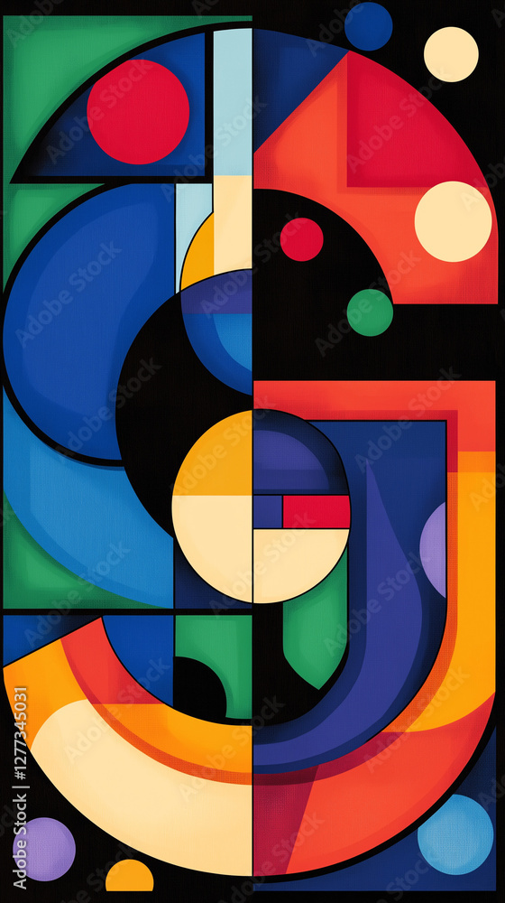 Abstract illustration of colorful circles and other geometric shapes