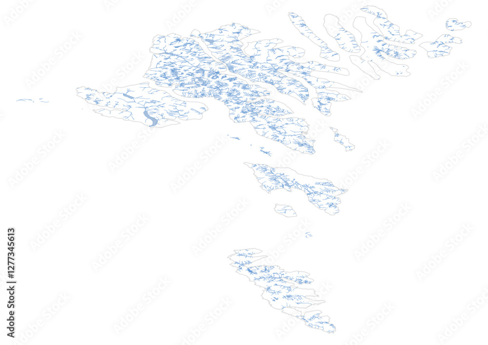 vector map of waterways in the faroe islands vector map of waterways in the faroe islands