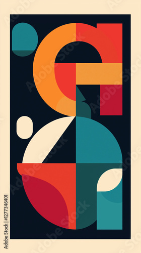 Geometric and other shapes in bright colors vertical