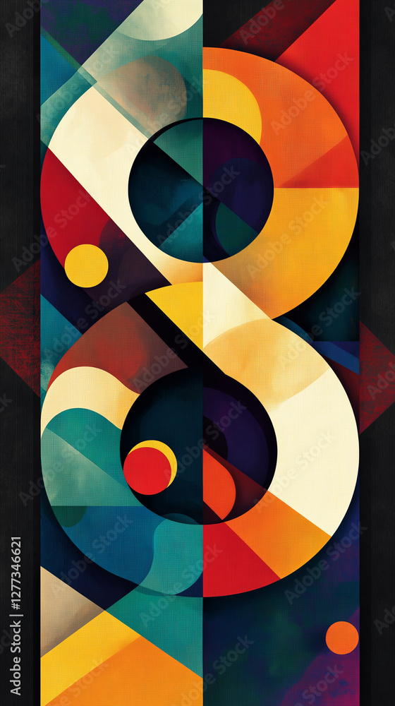 Vertical number eight with circles and other shapes