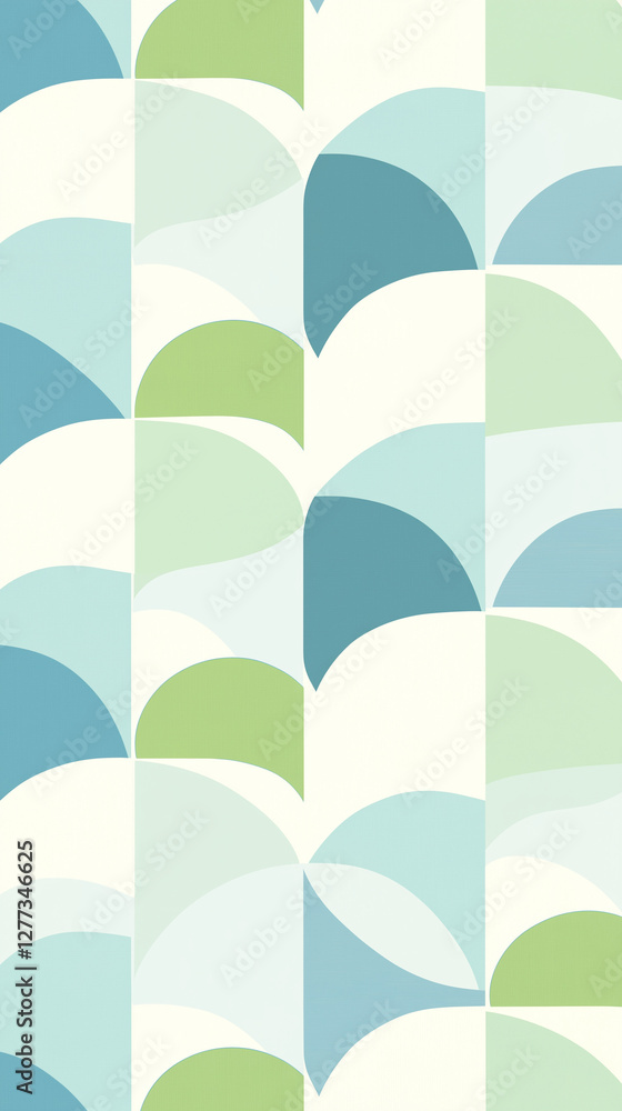 Background pattern of curvy forms in blue and green