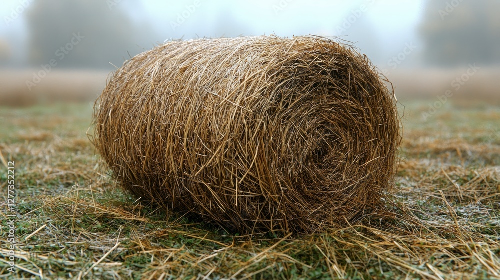 Rural Hay Bale in Field Golden Straw Autumn Harvest Agriculture Rural Hay Bale in Field Golden Straw Autumn Harvest Agriculture