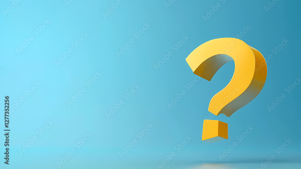 3D Yellow Question Mark on Blue Background 3D Yellow Question Mark on Blue Background