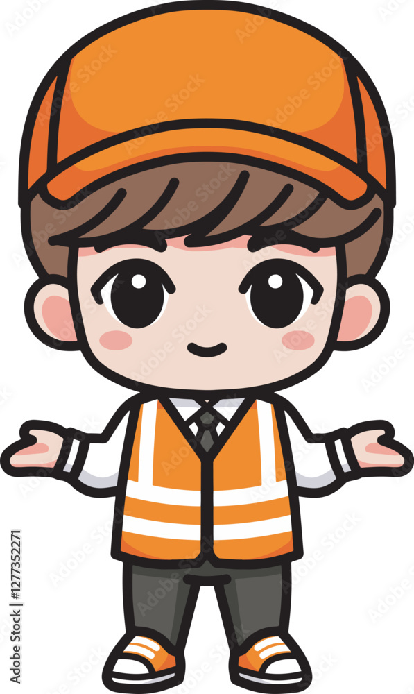 Delivery man wearing orange vest design art Delivery man wearing orange vest design art