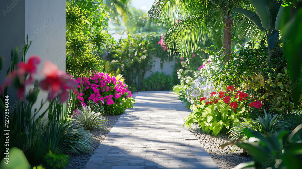 serene garden path surrounded by vibrant flowers and lush greenery invites tranquility and beauty serene garden path surrounded by vibrant flowers and lush greenery invites tranquility and beauty