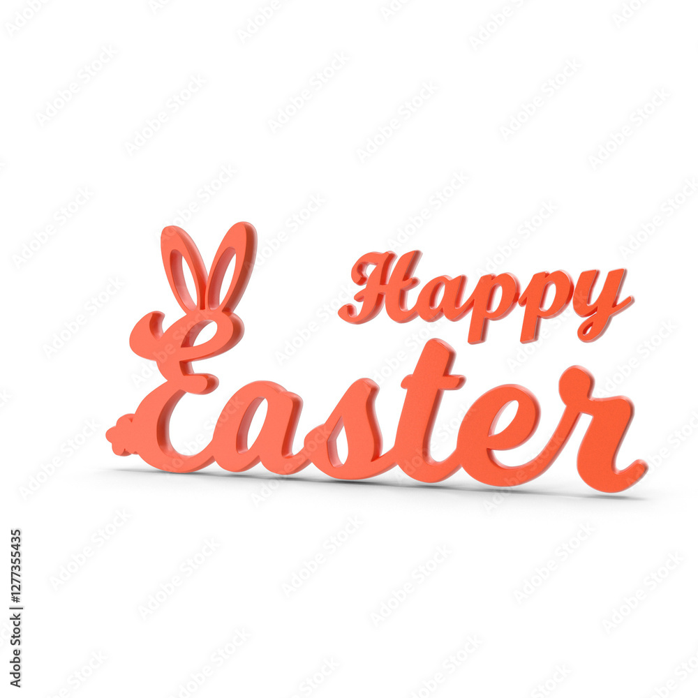 3d Isolated Render Happy Easter with Bunny Ears Sign Orange 3d Isolated Render Happy Easter with Bunny Ears Sign Orange