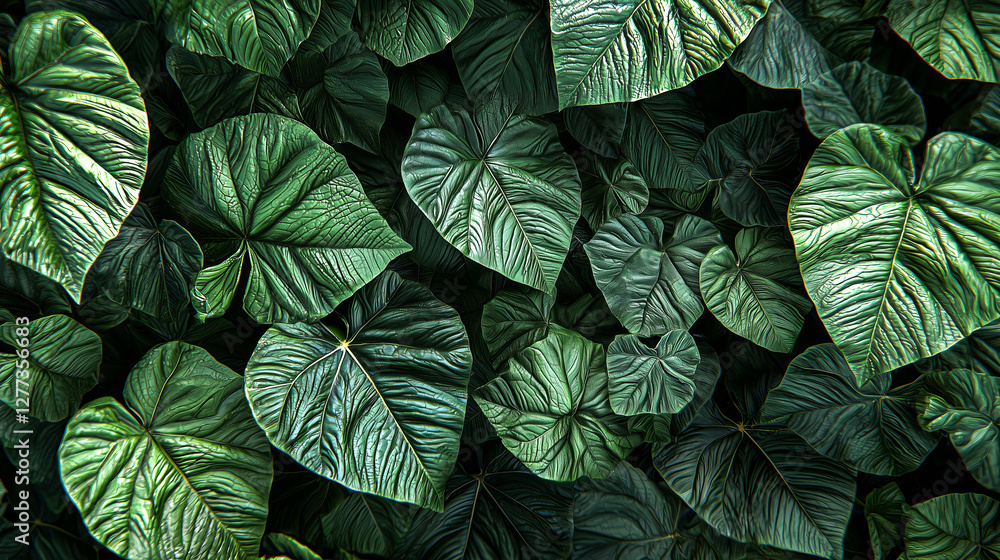 Fototapeta premium Oversized Betel Leaves in 3D Covering the Entire Backdrop.