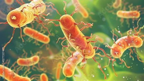 A patient suffering from acute gastroenteritis is lying on a sickbed looking uncomfortable. A doctor is carefully examining the patient, checking the patient's symptoms. photo