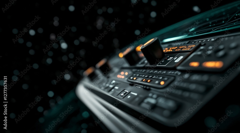 Futuristic Sci Fi Control Panel Server Rack Technology Interface Close Up Futuristic Sci Fi Control Panel Server Rack Technology Interface Close Up
