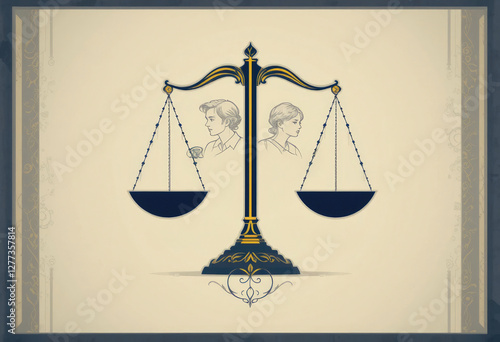 Couple and Divorce Balance Scale Illustrating Legal Separation Issues
