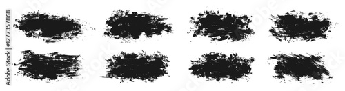 Black paint brush strokes isolated on white background. Dark watercolour set. Abstract textured effect bundle. Graphic design grungy painted style concept for ads, offer, big, mega, or flash sale