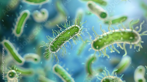 A patient suffering from acute gastroenteritis is lying on a sickbed looking uncomfortable. A doctor is carefully examining the patient, checking the patient's symptoms. photo