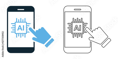 mobile support AI icon vector with a modern and tech inspired design. Perfect for customer service, technical assistance, smartphone help, troubleshooting, and digital communication