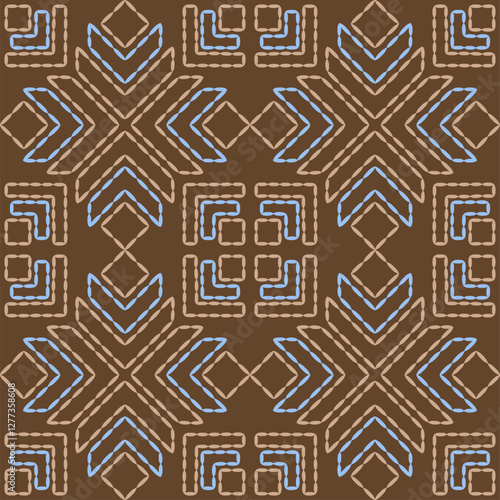  stitch embroidery fabric pattern needlework seamless geometric abstract culture decorative hand drawn tribal asian template printed colorful line artwork black background quilt wallpaper 
