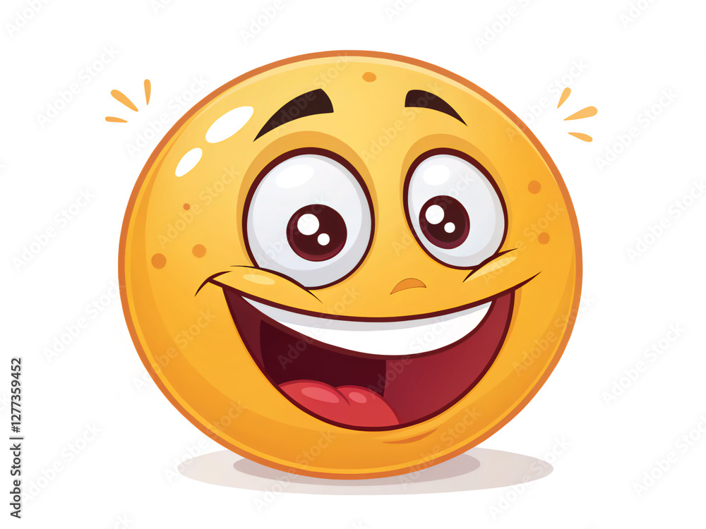 Fototapeta premium happy smiley face. Vector illustration cute hand drawn cartoon character with isolated on white 